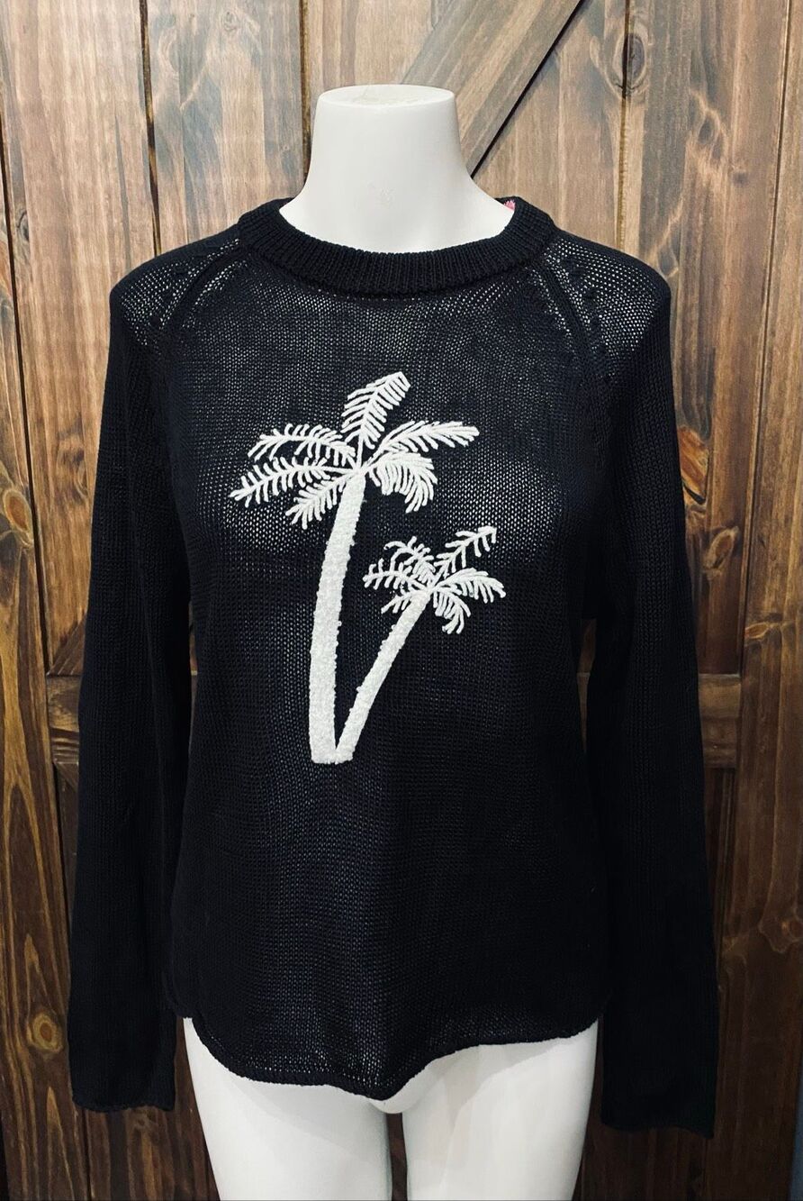 Just Madison LA Womens Palm Tree Sweater Sz S